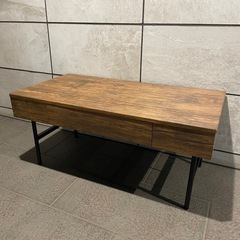 【美品】弘益 センターテーブル 引出付 ブラウン