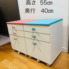 ３段引き出し（ブルーとピンク）