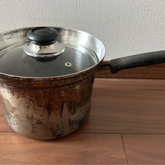 【中古】深型　片手鍋 ガラス蓋付 パスタ ソースパン  イタリアーノ