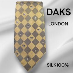DAKS ダックス ネクタイ シルク100% チェック柄 犬柄 ...