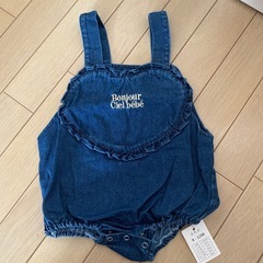新品　サロペット　デニムサロペット　ロンパース　ハート　70