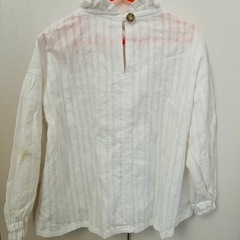 120 ストライプ ホワイト 長袖シャツ　ハンドメイドの画像