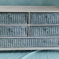 中古品 籐チェスト 引き出し5個