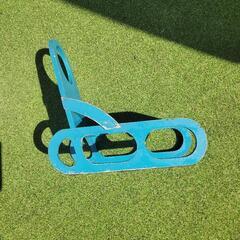 木製ソリ　レトロ手押し(青）の画像