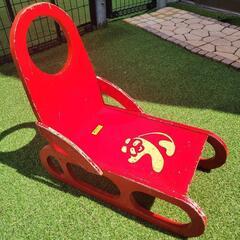 木製ソリ　レトロ手押し(赤）の画像