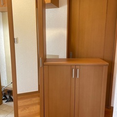 TOSTEM シューズボックス セット ミラー付き 木目調 ロッ...