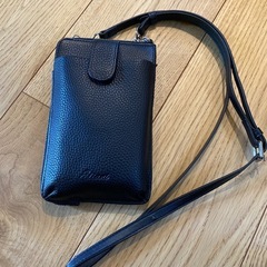 ブラックレザー スマホ&財布　ショルダーバッグ