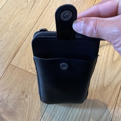 ブラックレザー スマホ&財布　ショルダーバッグの画像