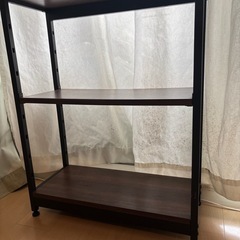 スチールラック　高さ80cm ブラウン×ブラック