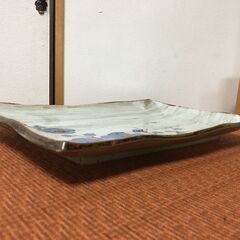 【ビンテージ？置物】35×13.5 長方形 大皿 飾り皿 四角皿 花柄 陶磁器 陶芸 工芸品 和食器 インテリアの画像