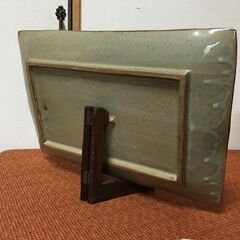 【ビンテージ？置物】35×13.5 長方形 大皿 飾り皿 四角皿 花柄 陶磁器 陶芸 工芸品 和食器 インテリアの画像