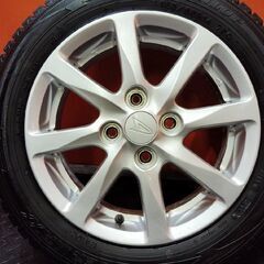 【DUNLOP WM02 155/65R14】スタッドレス【ダイハツ 純正ホイール 14インチ 4.5J4HPCD100+45】21年製 バリ溝 タント ムーヴ等　(KTM380)の画像