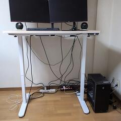 全部セット PC+マルチモニター+モニターアーム+スピーカー+電動昇降デスク+USBメモリ+DVDドライブの画像
