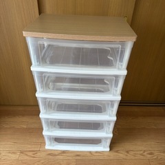 収納棚　ウッドトップチェスト5段　