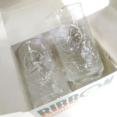 昭和レトロ RIBBON FASHION GLASS レモン柄 グラス 2個入20箱セット リボンシトロン ナポリン サッポロビール 札幌市 新道東店の画像