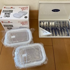ガラス保存容器●スプーンとフォーク5本ずつ