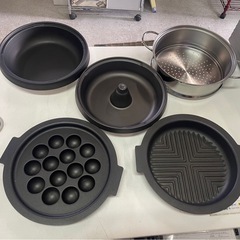 和平フレイズ グリルパン5点セット レギュール 蓋欠品 MGP-105 焼肉 たこ焼き しゃぶしゃぶ 蒸し器 スチーマー 通電確認済 中古 ④の画像