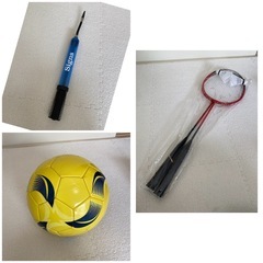 【すぐ遊べる！】サッカーボール(空気入れ付)＆バドミントンセット...