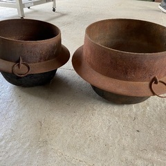 鉄釜　羽釜　サイズ違い2個の画像