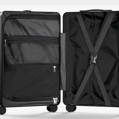 新品USBポート付フロントオープンスーツケース黄色旅行カバン静音WキャスターTSAロックドリンクホルダー付女性女の子にの画像
