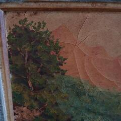 OKADA「精進湖」◇ヨット 湖 山 風景画◇近代洋画の巨匠 岡田