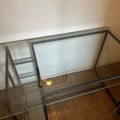 【元値7万円ほど】ガラス天板×ブラックアイアン　デスクの画像