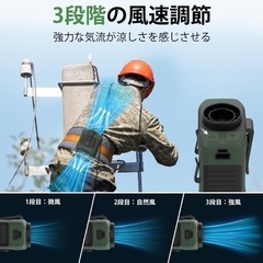 農作業やアウトドアに✨　腰掛け扇風機 強力 3段階風量調節 腰掛けファン ウエストファン 暑さ対策 10000mAh大容量の画像