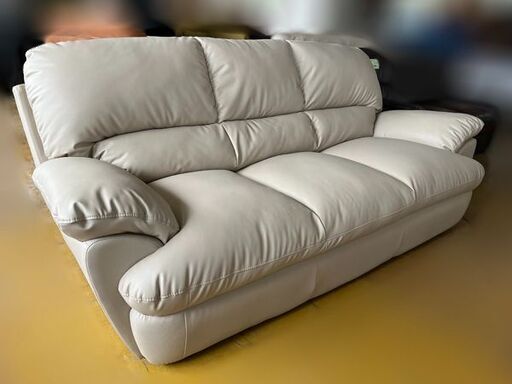 【自社配送は札幌市内限定】＊背もたれが外せる＊3人掛けソファ/合皮 /アイボリー 中古美品 藻岩倉庫