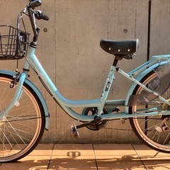 美品 自転車 24インチ 変速6段付き カゴあり