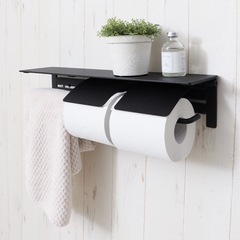 トイレットペーパーホルダー　2連　タオル掛け付き
