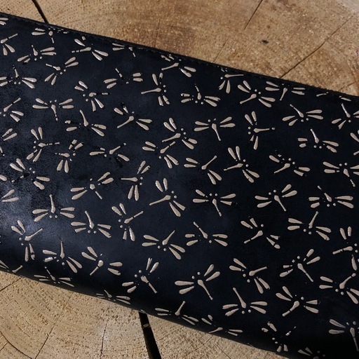 印傳屋 印伝 鹿革 長財布 ラウンドファスナー トンボ柄 男女