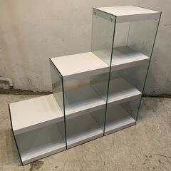 🔷🔶期間限定・特別価格🔶🔷Francfranc フランフラン ガラスキャビネット ステップシェルフ 中古収納家具の画像