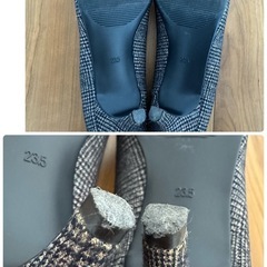【外観美品】通勤やフォーマルに◎ グレンチェック柄パンプス 23.5cmの画像
