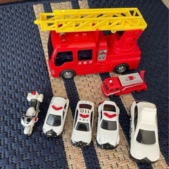 ミニカーセット 消防車 パトカー バイク 7台の画像