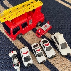 ミニカーセット 消防車 パトカー バイク 7台の画像