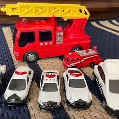 ミニカーセット 消防車 パトカー バイク 7台