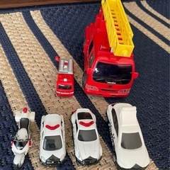 ミニカーセット 消防車 パトカー バイク 7台の画像