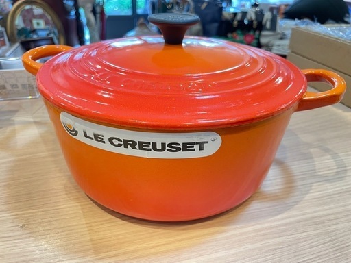 A7060【ルクルーゼ】ココット ロンド 22cm オレンジ ブラックツマミ