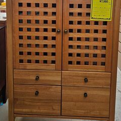 2枚扉　収納ラック　ナチュラル　 幅(W)820mm × 奥行(...