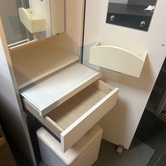 姿見付き ドレッサー椅子付き　ホワイト　トの画像