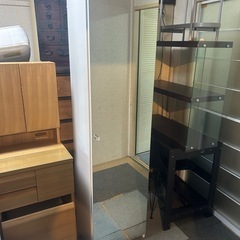 姿見付き ドレッサー椅子付き　ホワイト　トの画像