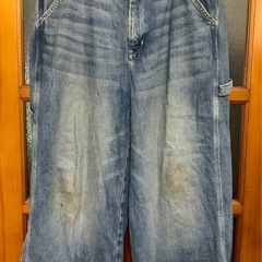 ★ GU カーゴ ワイド デニム パンツ ロールアップ済 ★