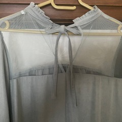 【今シーズン着用できる衣類まとめ売り】大きいサイズ4Lブルーグレーロングワンピース　一枚でサラッと着れます　数回着用美品の画像