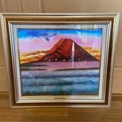 【出品中止・取引中止】島本良平　赤富士絵画　縁起物　額縁　 