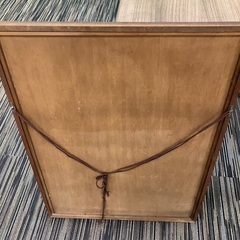 絵画 75cm 56cm 作者不明 1977 青い壁を悟る？ 現状 額付き 50−7 の画像