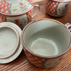 値下げ！茶碗蒸し食器4セット　和柄　華の画像