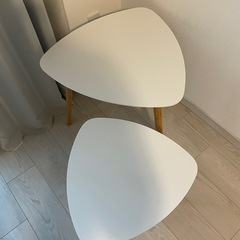 ネストテーブル ホワイト ウッドの画像