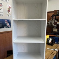 【塩尻市引き取り限定】3段カラーボックス 木目調 ホワイト 約88×42×30cmの画像