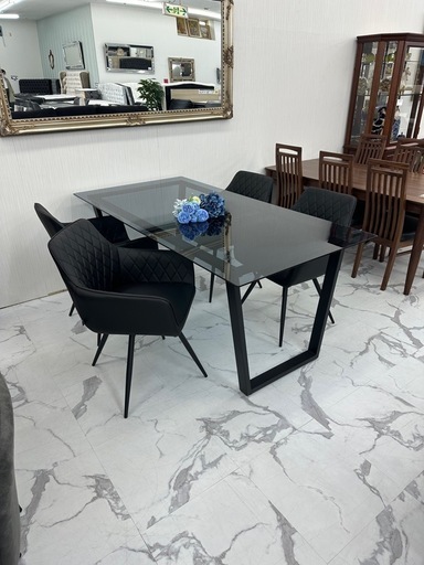 展示品✨横幅180cmガラステーブル＆回転チェアセット🌸