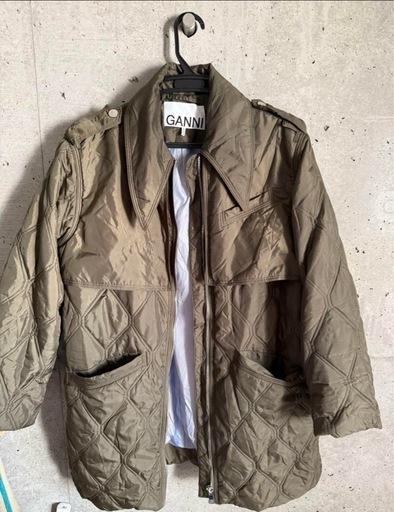 GANNI キルティングジャケット オリーブグリーン
